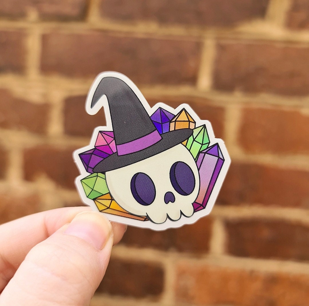 Cute skull sticker crystal stickers cute halloween witchy | Etsy