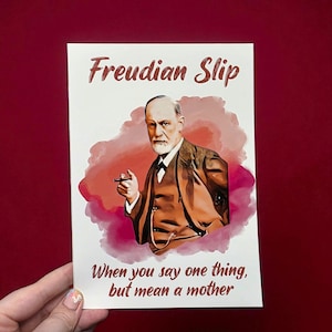 Freudian Slip art print, Sigmund Freud, Freud joke, psychology print, psychology gift, funny freud, psychology pun, freud poster