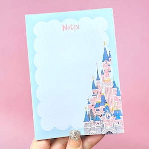 Bloco de notas Castle A6, papel de carta de princesa, castelo DLP, Bela Adormecida, inspirado em DLP, castelo de princesa, parisiense, Main Street, deskpad de conto de fadas