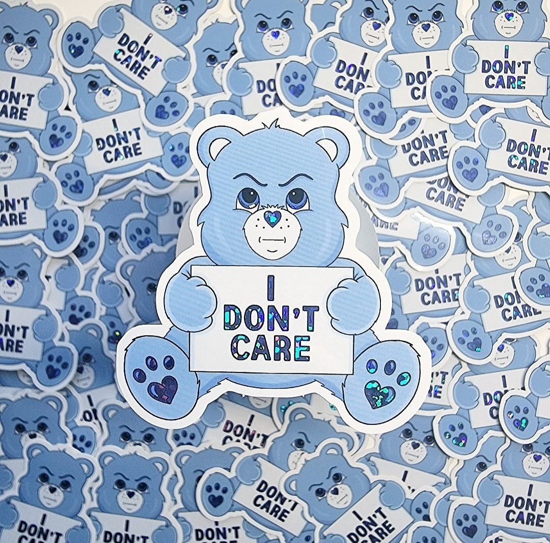 I Don't Care Bear Sticker, Glitter Sticker, Grumpy Bear, 90s Stickers