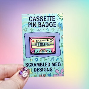 Pin de esmalte de cinta de casete de los 90: Insignia de mixtape retro