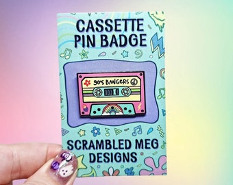 Cassette Tape pin, 90s enamel pin, 90's baby, nostalgia, 90s gifts, 90s badge, pop culture, music pin badge, mixtape pin, music gift