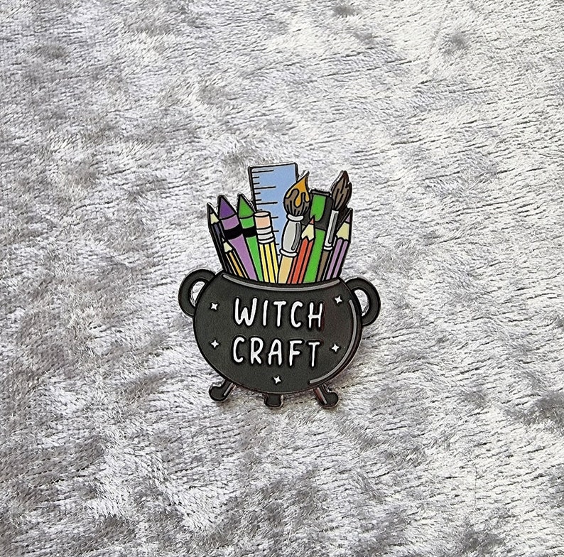 Witchcraft pin, enamel pin, cauldron pin, witch badge, art pin badge, gift for artist, creative pin, witchy gift, magic pin, craft pin badge image 6