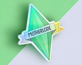 Plumbob Holographic Sticker, motherlode, The Sims sticker, gaming stickers, laptop vinyl sticker, waterproof, gamer gift, sims gift, 00s