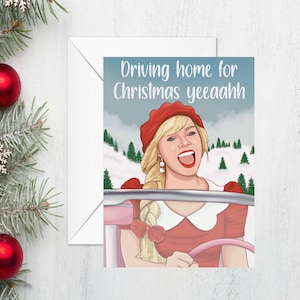 Biglietto di Natale di Margot Robbie, Ritorno a casa per Natale, bambola cantante, biglietto di Natale per lei, biglietto di canzoni natalizie, cultura pop