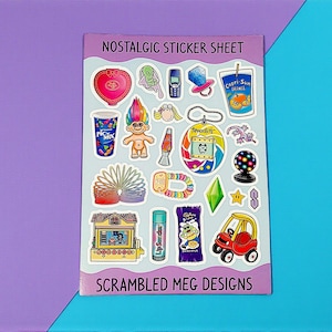 Y2K Vinyl Sticker Sheet | 90s Kid Glossy Stickers