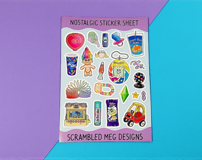Y2K Vinyl Sticker Sheet | 90s Kid Glossy Stickers