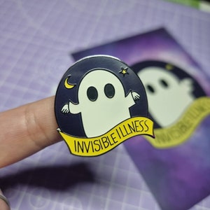 Invisible Illness ghost pin, enamel pin badge, invisible illness club, glow in the dark pin, mental health pin, chronic illness gift,spoonie image 1