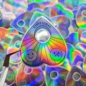 Planchette Sticker, holografischer Aufkleber, Halloween, Witchy Sticker, emotional, Ouija, Regenbogen Planchette, gothic, Vinyl Sticker