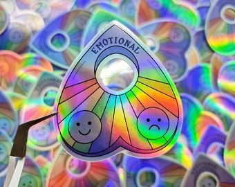 Holographic Planchette Sticker: Rainbow Ouija, Witchy Gothic