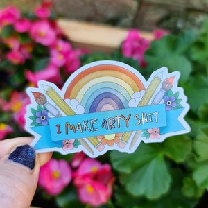 Kunst Aufkleber, holografische Sticker, Bastel-Geschenk, Bastelaufkleber, Schimpfsticker, wasserfest, Regenbogen, Geschenke für Künstler, Maler Geschenk
