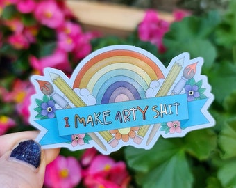 Art sticker, holographic stickers, crafter gift, craft stickers, swear stickers, waterproof, rainbow, gifts for artists, painter gift