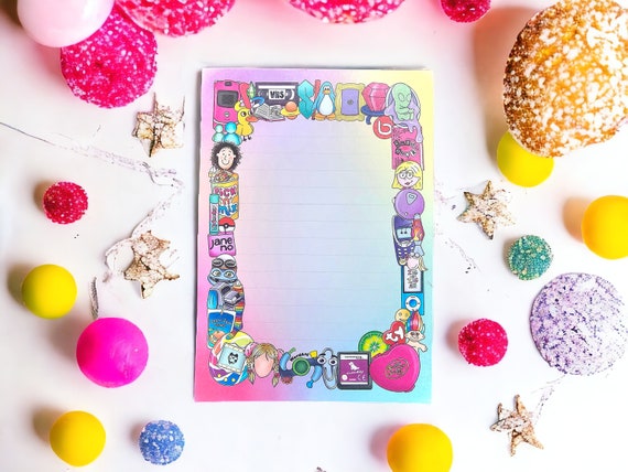 Y2K A5 Notepad | 90s Baby Nostalgia Stationery | Plus Optional Pen