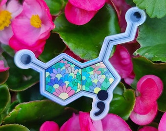 Holographischer Serotonin Molekül Sticker: Mentales Gesundheitsbewusstsein