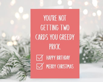 Funny December Birthday Card, Christmas birthday, seasonal birthday, swear birthday, holiday birthday card, born in December, December baby