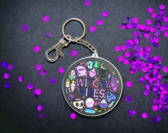 Porte-clés en acrylique avec breloque pour sac Witchy Vibes