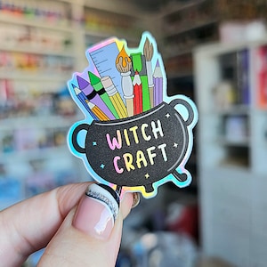 Holografische sticker Witchy Craft: briefpapier heksenkunstenaar