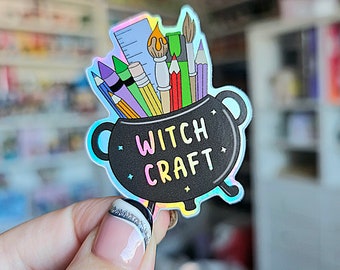 Witch Craft Sticker, witchy stationery, witchy stickers, crafter gift, artist sticker, holographic stickers, witch gift, halloween sticker