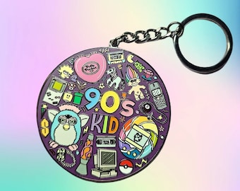 90s Nostalgia Enamel Keychain