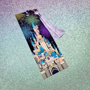 Princess Castle Bookmark, Paris, Sleeping Beauty, bookmark with tassel, double sided, magic kingdom, book lover gift, nostalgia, 90s