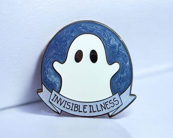 Glow-in-the-Dark Ghost Enamel Pin: Invisible Illness Awareness