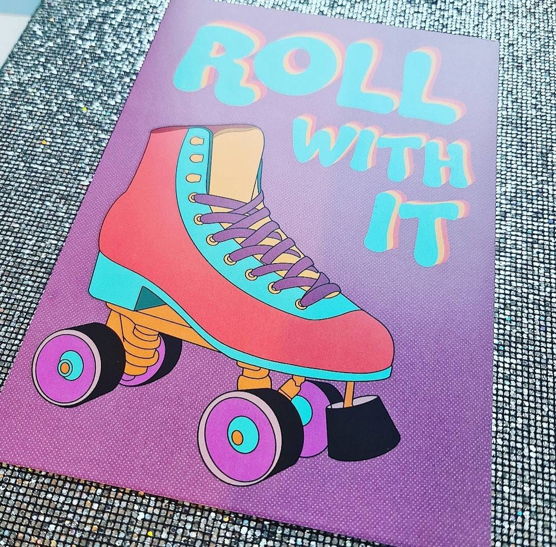 Roll With It Retro RollerSkate Art Print Retro Pop Art Pun Etsy España