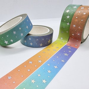 Rainbow washi tape, holographic washi, rainbow stationery, pastel washi tape, ombre washi, celestial, decorative tape, journal decoration