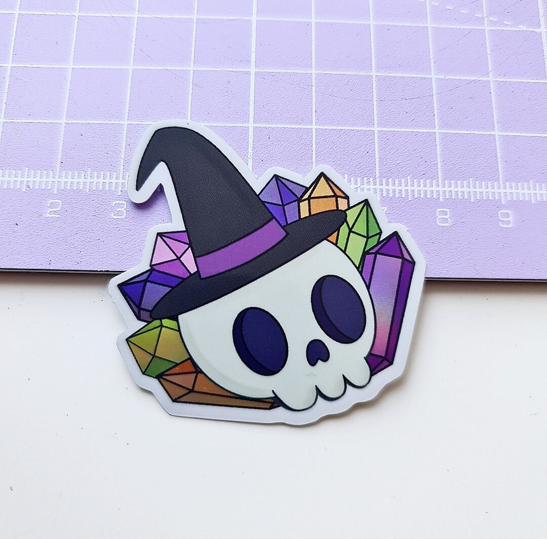 Cute skull sticker crystal stickers cute halloween witchy | Etsy