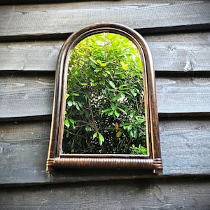 Arched wall mirror rattan and bamboo frame &#39;70s, bohemian decor, new home gift