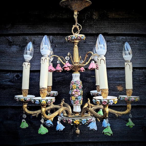 Antique on sale capodimonte chandeliers