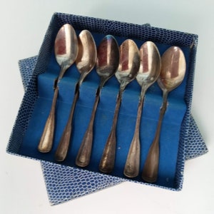 Silver plated teaspoons set of 6 in original box from 50&#39;s Hepp Germany