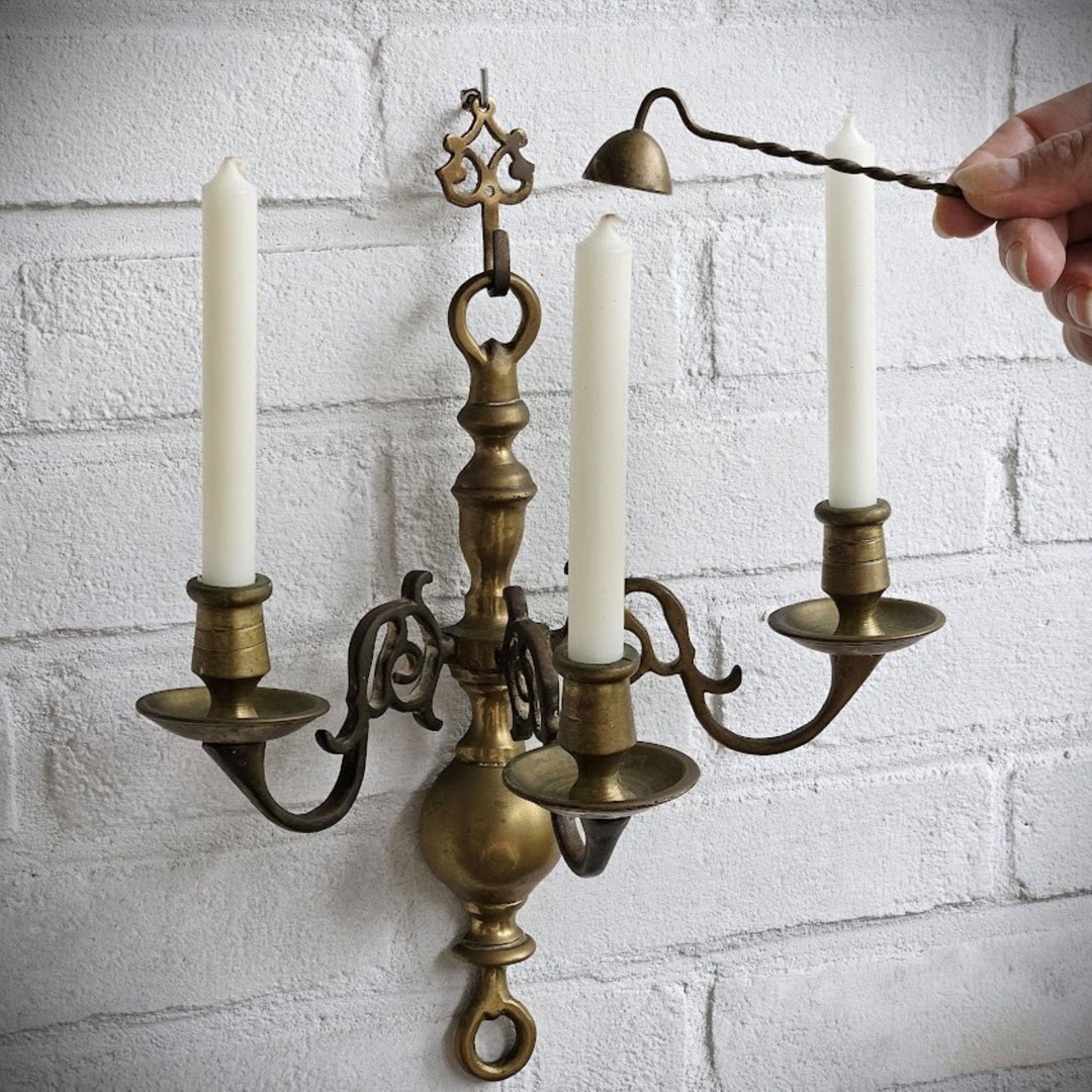 Wall Sconce Candlestick Holder Brass With Hook for Wall and Etsy