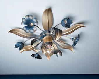 APPLIQUE EN FEUILLE D'Or Ancien Et Cristal 3 Lumières EUR 1.498,90