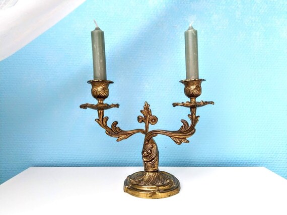French Rococo Candle Holder Brass 2 Arms Dinner Candle Holder - Etsy