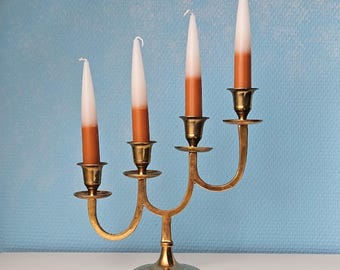 Vintage gold candelabra 4 candles , Brass candlestick holder, Christmas decor