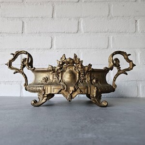 Antique French Empire style planter gilded bronze, footed planter indoor, Centerpiece, New home gift for plant lover, Boudoir decor