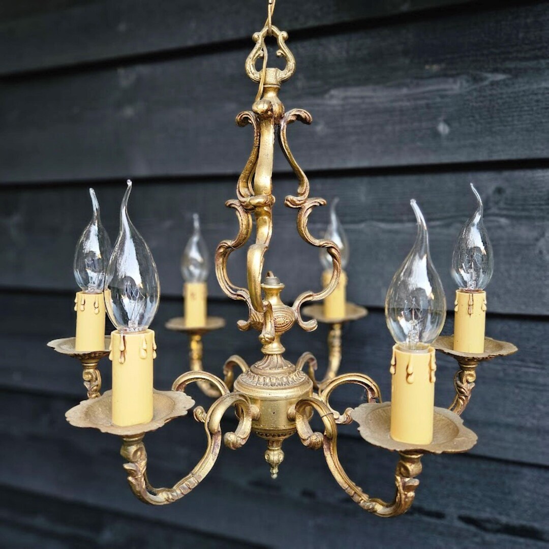 French Chandelier Lighting Dining Room Made From Gilded Bronze and ...