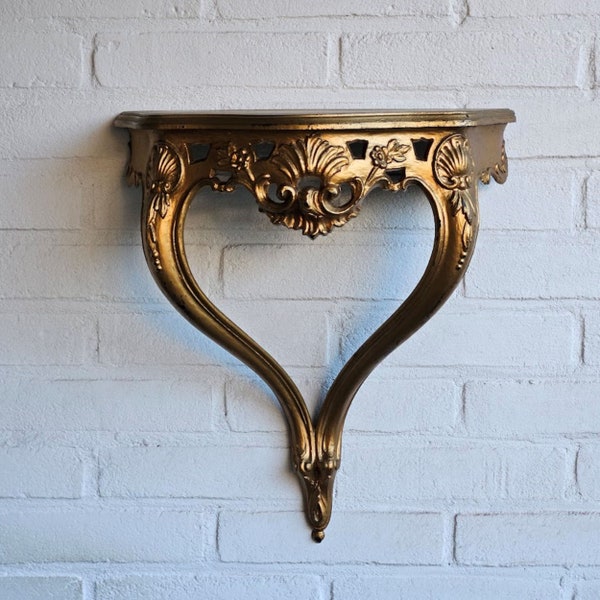 Italian console wall shelf gilded carved wood and gesso Baroque style