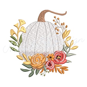 Harvest Pumpkin Machine Embroidery, Floral Flower Monogram Frame Design Instant Digital Download, Designer Monogram 4X4 5X7