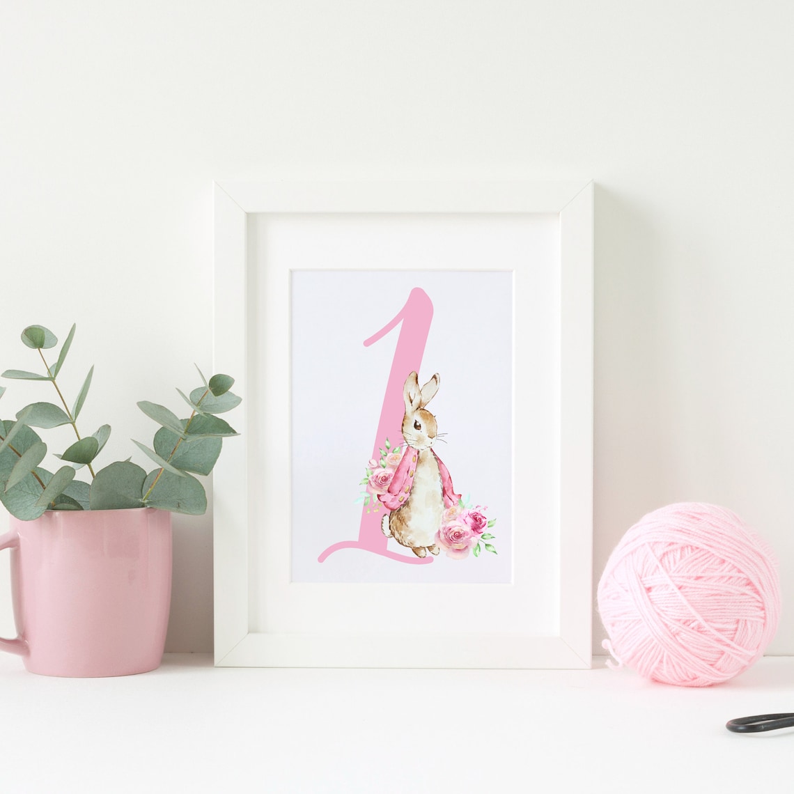 Watercolor Floral Pink Bunny Rabbit Alphabet, PNG Monogram Digital ...