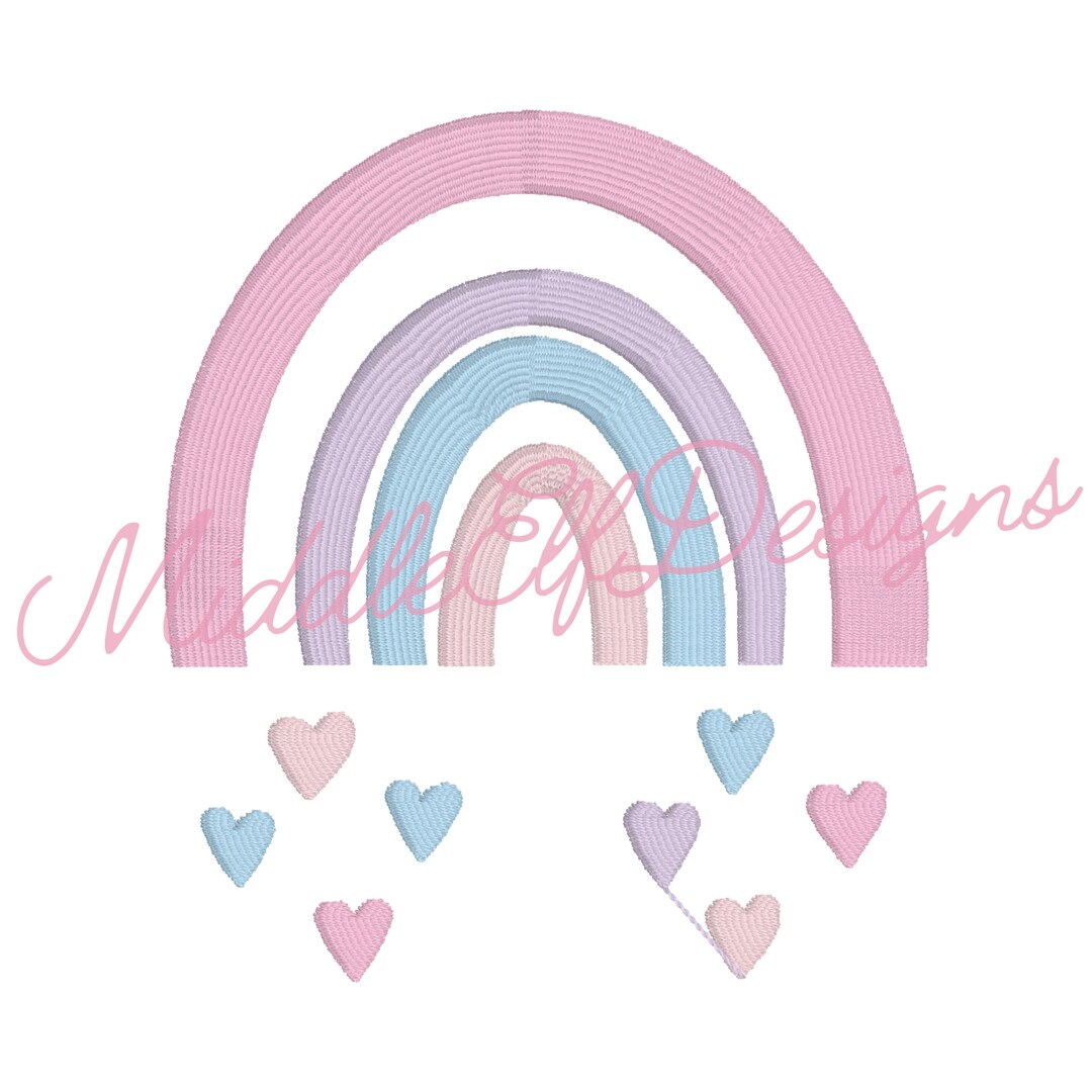 Hearts Rainbow Machine Embroidery, Mini Dainty Love Baby Spring Design ...