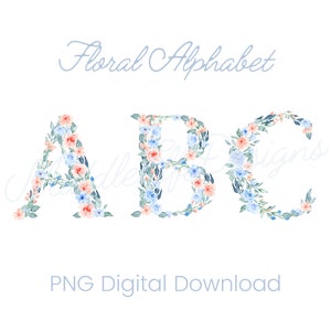 Alfabeto floral aquarela, download digital de monograma PNG clipart