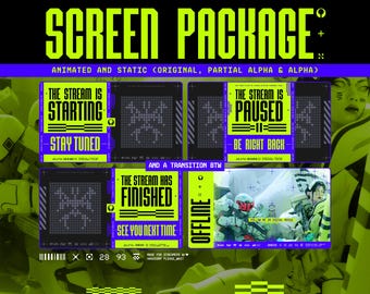 Marathon Stream Screen Pack | Twitch Overlay | Starting, Paused, Finished, Offline Screens + Countdown | Animated, Transparent & Static