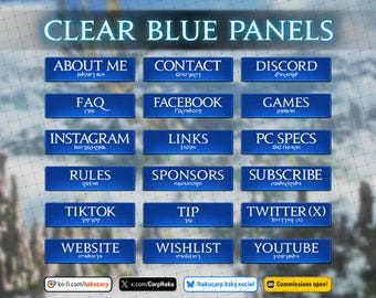 Twitch Panels | Final Fantasy XIV panels | Clear Blue Themed panels | FFXIV twitch panels | 26 twitch panels