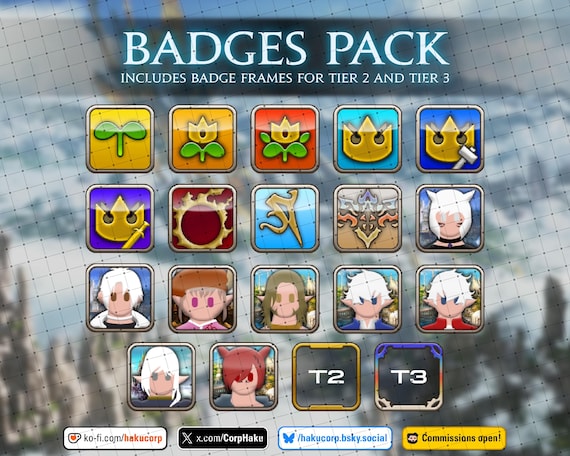 FFXIV Stream Badges, FFXIV Badges, Scions, Final Fantasy Pack Badges, Badges for Streams, Final Fantasy XIV Badges, FF14 Bdges