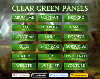 Final Fantasy XIV Twitch Panels | Final Fantasy XIV panels | Clear Green Themed panels | FFXIV twitch panels | 26 twitch panels