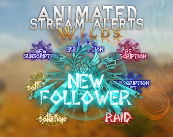 Monster Hunter Wilds Stream Alerts Pack | Animated Alerts for Twitch, YouTube & Kick | OBS Streamlabs StreamElements – WebM and PNG
