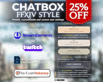 FFXIV Chatbox Twitch | Final Fantasy XIV Themed Animated Chatbox | StreamElements Widget for Streamers | Easy Installation