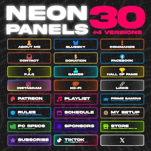 Twitch-Panels – Neon-Stil | Saubere Twitch-Panels mit minimalem Farbverlauf | Stream-Panels | Twitch-Stream-Panels