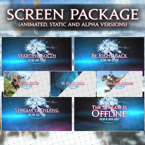FFXIV Animated scene pack | A Realm Reborn Starting Soon, BRB and Offline Screens for Streamers. Animated & Static, Transparent Background.